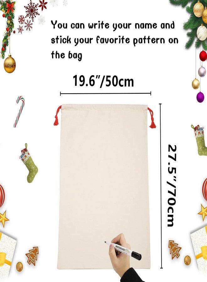 Inspireyee 6 Pack Large Christmas Bag Santa Sacks Xmas Canvas Cotton Xmas Sack Stocking with Drawstrings (Pattern 7, 19.5 X 27.5) - Image 5